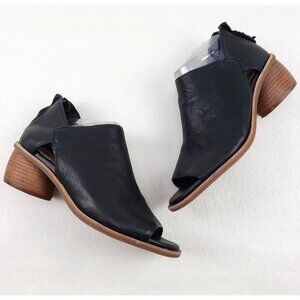 Sofft Carleigh Peep Toe Heel Womens 7.5 Black Leather Block Heel Zip Up Bootie